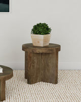 Kinkaid Round Solid Mango Wood End Table Brown | Brown | 710137