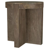 Kinkaid Round Solid Mango Wood End Table Brown | Brown | 710137