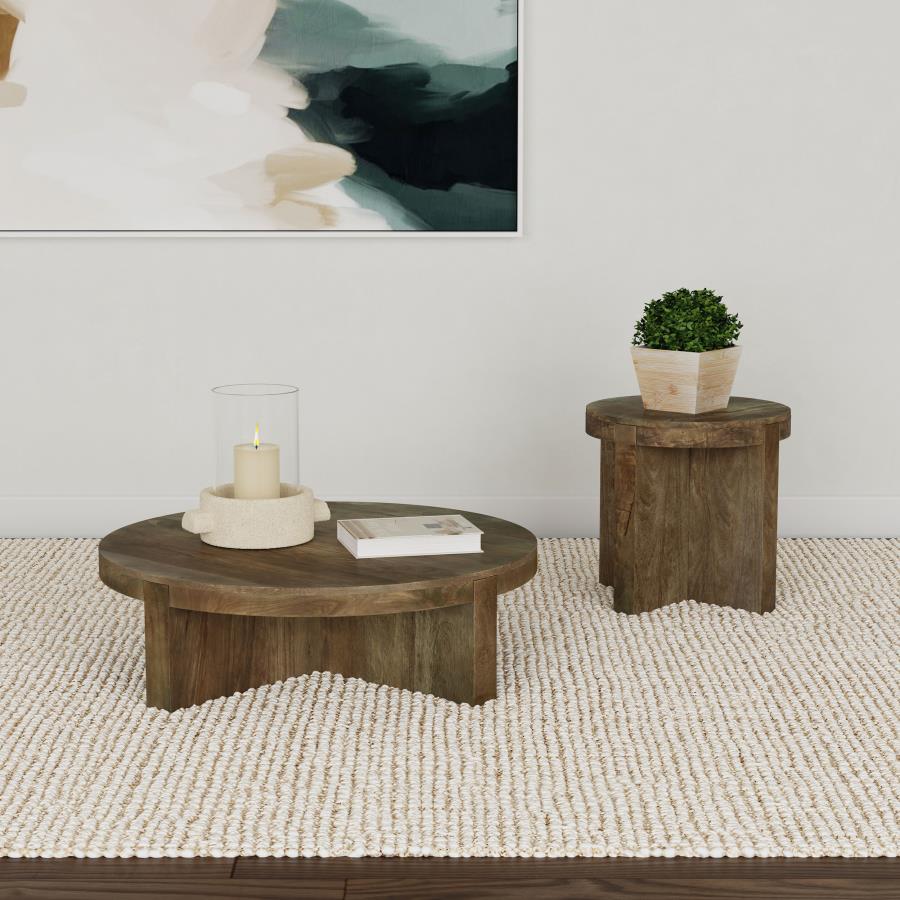 Kinkaid 2-piece Solid Wood Coffee and End Table Set Brown | Brown | 710138-S2