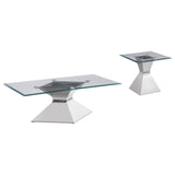 Jenny 2-piece Rectangular Coffee and End Table Set Chrome | Silver | Polished Stainless Steel | 710208-S2