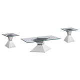 Jenny 3-piece Rectangular Coffee and End Table Set Chrome | Silver | Polished Stainless Steel | 710208-S3