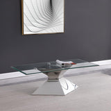 Jenny Glass Top Stainless Steel Coffee Table Chrome | Silver | Polished Stainless Steel | 710208