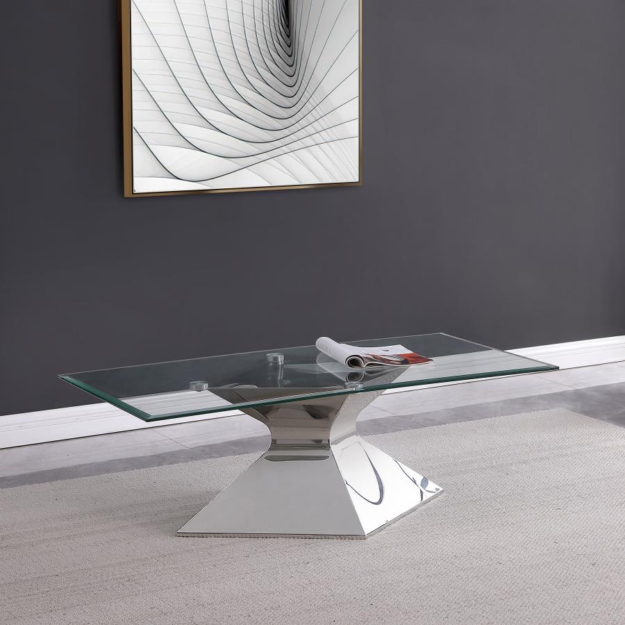 Jenny Glass Top Stainless Steel Coffee Table Chrome | Silver | Polished Stainless Steel | 710208