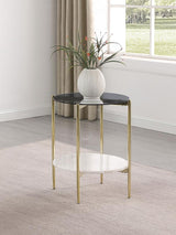 Jonelle Round Glass Top End Table White Marble Shelf Gold | Multi | Smoke | 710337
