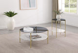 Jonelle 2-piece Round Coffee and End Table Set Gold | Grey | Smoke | 710338-S2