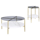 Jonelle 2-piece Round Coffee and End Table Set Gold | Grey | Smoke | 710338-S2