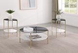Jonelle 3-piece Round Coffee and End Table Set Gold | Grey | Smoke | 710338-S3