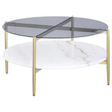 Jonelle 3-piece Round Coffee and End Table Set Gold | Grey | Smoke | 710338-S3