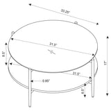 Jonelle Round Glass Top Coffee Table White Marble Shelf Gold | Multi | Smoke | 710338