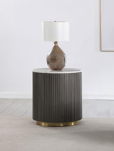 Jason Round White Marble Top Side End Table Charcoal | White | Charcoal / White Marble | 710417