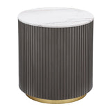 Jason Round White Marble Top Side End Table Charcoal | White | Charcoal / White Marble | 710417