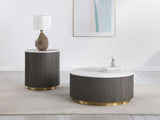 Jason 2-piece Round White Marble Coffee Table Set Charcoal | Grey | Charcoal / White Marble | 710418-S2