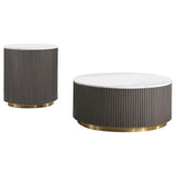 Jason 2-piece Round White Marble Coffee Table Set Charcoal | Grey | Charcoal / White Marble | 710418-S2