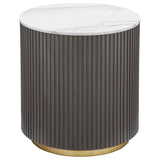 Jason 2-piece Round White Marble Coffee Table Set Charcoal | Grey | Charcoal / White Marble | 710418-S2