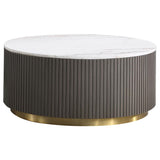 Jason 2-piece Round White Marble Coffee Table Set Charcoal | Grey | Charcoal / White Marble | 710418-S2