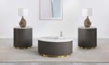 Jason 2-piece Round White Marble Coffee Table Set Charcoal