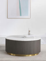 Jason Round White Marble Top Coffee Table Charcoal | White | Charcoal / White Marble | 710418