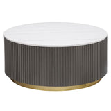 Jason Round White Marble Top Coffee Table Charcoal | White | Charcoal / White Marble | 710418