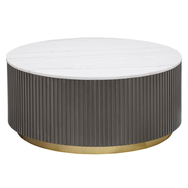 Jason Round White Marble Top Coffee Table Charcoal