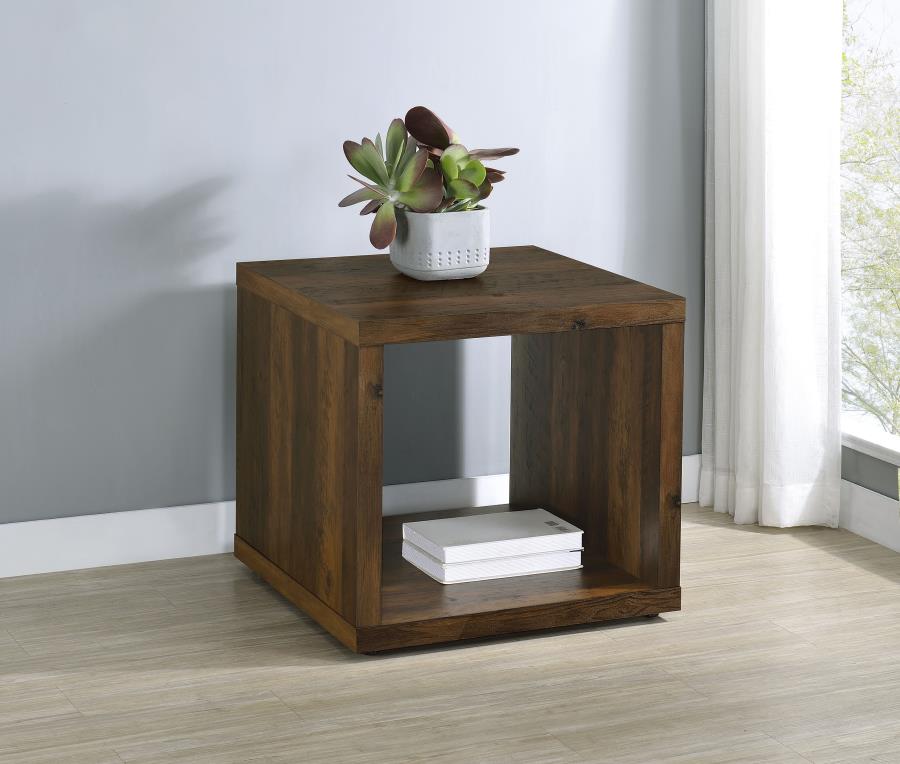 Frisco Square Engineered Wood Side End Table Dark Pine | Brown | Dark Pine | 710507