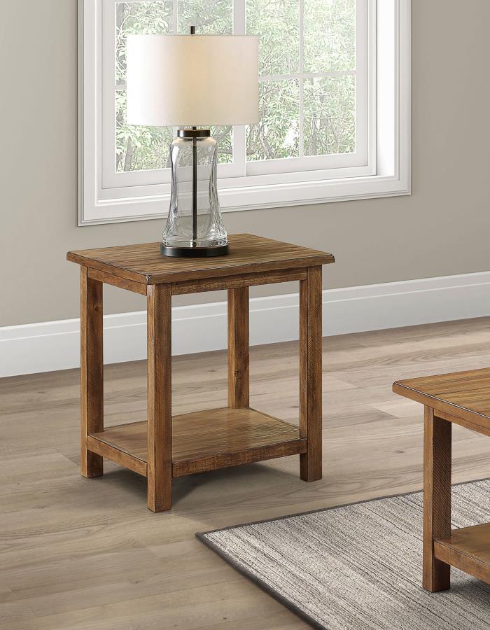 Payne Wood End Table with Shelf Distressed Brown | Brown | Distressed Brown | 710546