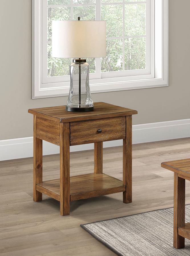 Payne 1-drawer Wood End Table with Shelf Distressed Brown | Brown | Distressed Brown | 710547