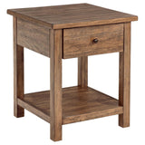 Payne 1-drawer Wood End Table with Shelf Distressed Brown | Brown | Distressed Brown | 710547
