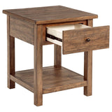 Payne 1-drawer Wood End Table with Shelf Distressed Brown | Brown | Distressed Brown | 710547