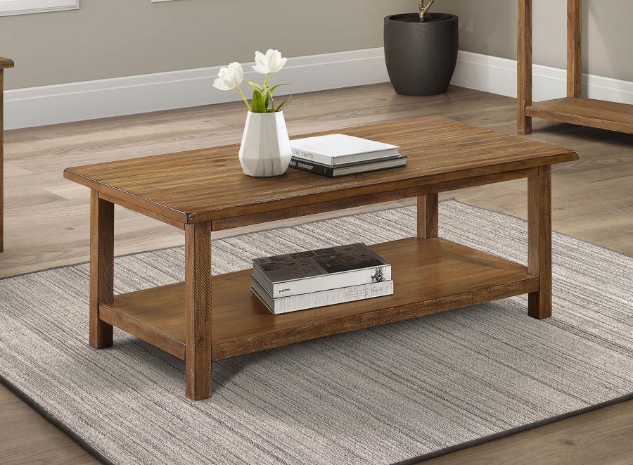 Payne Wood Coffee Table with Shelf Distressed Brown | Brown | Distressed Brown | 710548