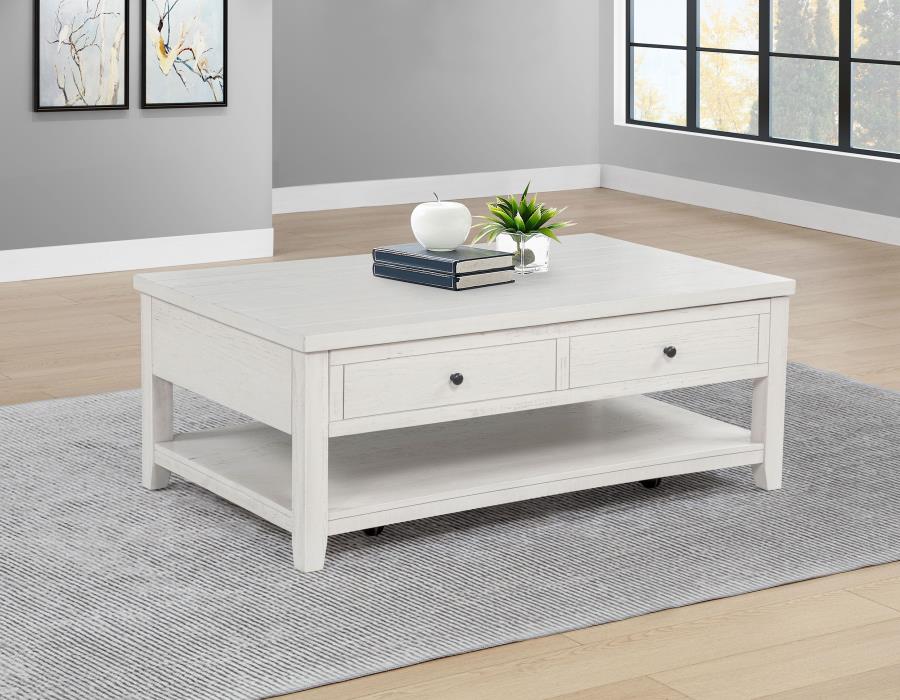 Payne 48-inch Mobile Lift Top Coffee Table Distressed White | White | Distressed White | 710555