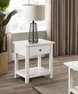 Payne 1-drawer Wood End Table with Shelf Distressed White | White | Distressed White | 710557
