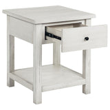 Payne 1-drawer Wood End Table with Shelf Distressed White | White | Distressed White | 710557