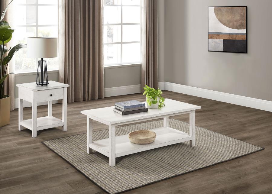 Payne 2-piece Coffee and 1-drawer End Table Set White | White | Distressed White | 710558-S2