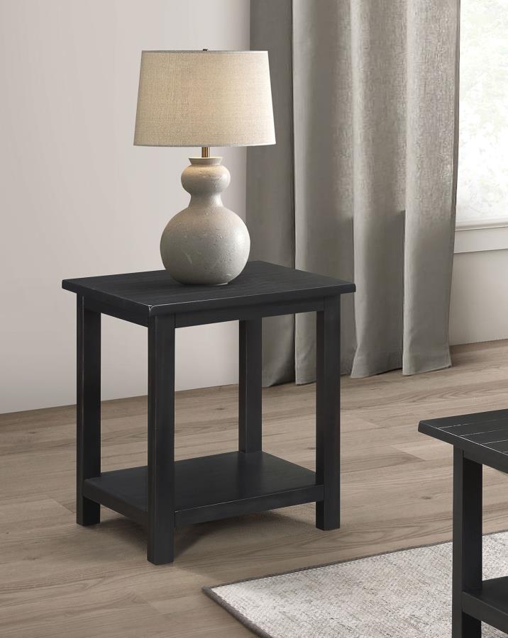Payne Wood End Table with Shelf Distressed Java | Brown | Distressed Java | 710566