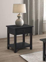 Payne 1-drawer Wood End Table with Shelf Distressed Java | Brown | Distressed Java | 710567