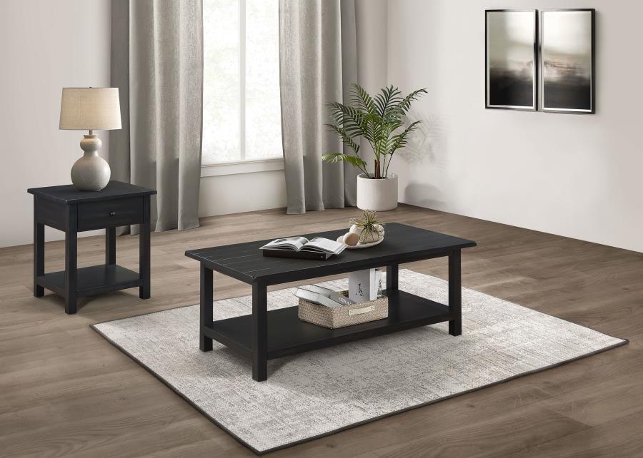 Payne 2-piece Coffee and 1-drawer End Table Set Java | Brown | Distressed Java | 710568-S2
