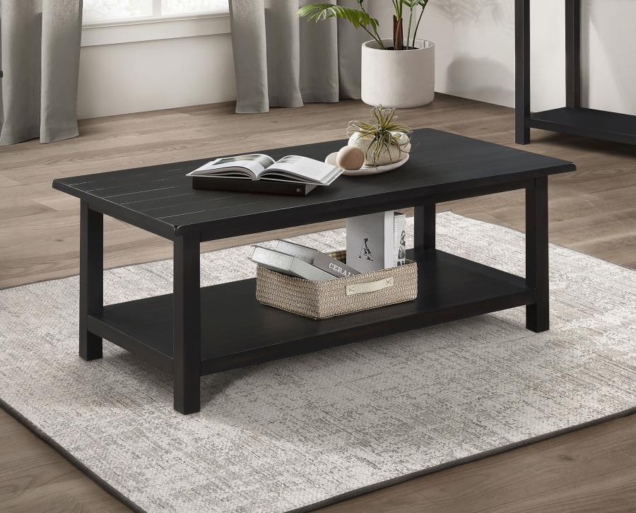Payne Wood Coffee Table with Shelf Distressed Java | Brown | Distressed Java | 710568