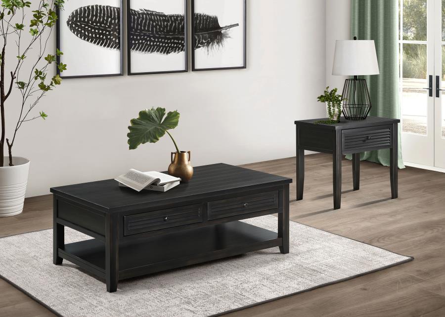 Concord 2-piece Coffee and End Table Set Distressed Java | Black | Distressed Java | 710578-S2