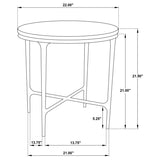 Hermas Round Genuine Marble Top Metal End Side Table White | Full | White | Black | 710737