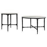 Hermas 2-piece Round Marble Coffee and End Table Set White | 710738-S2