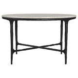 Hermas 2-piece Round Marble Coffee and End Table Set White | 710738-S2