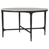 Hermas 2-piece Round Marble Coffee and End Table Set White | 710738-S2