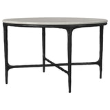 Hermas 3-piece Round Marble Coffee and End Table Set White | Black | 710738-S3