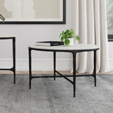 Hermas Round Genuine Marble Top Metal Coffee Table White | King | White | Black | 710738