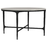 Hermas Round Genuine Marble Top Metal Coffee Table White | King | White | Black | 710738