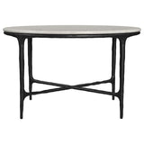 Hermas Round Genuine Marble Top Metal Coffee Table White | King | White | Black | 710738