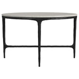 Hermas Round Genuine Marble Top Metal Coffee Table White | King | White | Black | 710738