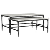 Ebby 2-piece Genuine Marble Top Nesting Coffee Tables White | White | Antique Black | 710740