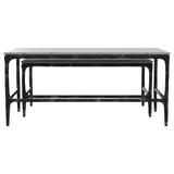 Ebby 2-piece Genuine Marble Top Nesting Coffee Tables White | White | Antique Black | 710740