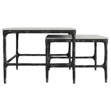 Ebby 2-piece Genuine Marble Top Nesting Coffee Tables White | White | Antique Black | 710740